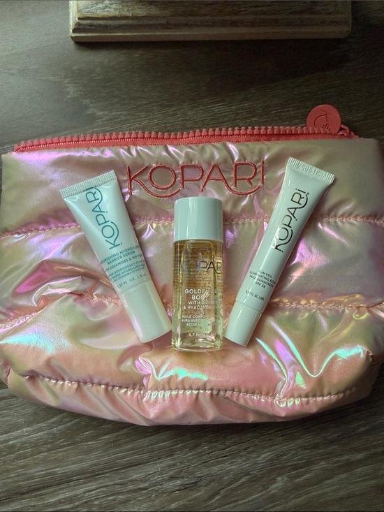 Kopari Handbags - Kopari Iridescent Pink Puffer Cosmetic Pouch
